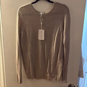 Autumn Cashmere Taupe Ribbed Sweater